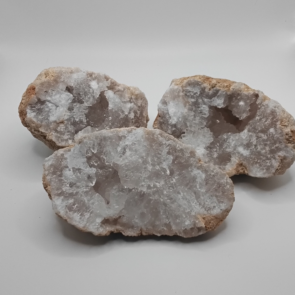 3 Crystal Geode, Clear Quartz, Natural Healing Power, Energy. 4.25",4",3"